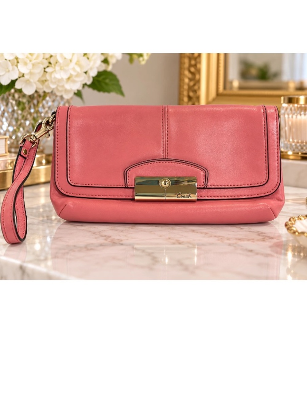Coach Kristin Pink Leather Convertible Wristlet Clutch Shoulder Bag Y2K Feminine